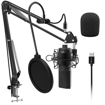 Fifine USB PC Condenser Microphone with Adjustable desktop mic arm shock mount for  Studio Recording Vocals  Voice, YouTube