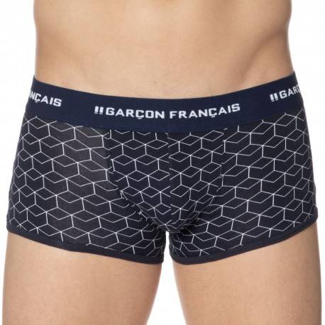 Garçon Français Cubes Boxer - Navy XS