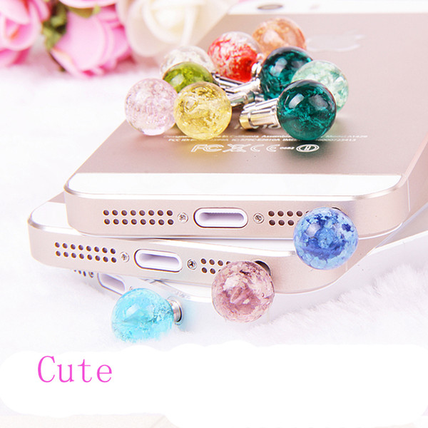 wholesale-2016 luminous crystal glow anti dust cap earphone jack plug ser for cell phone ing