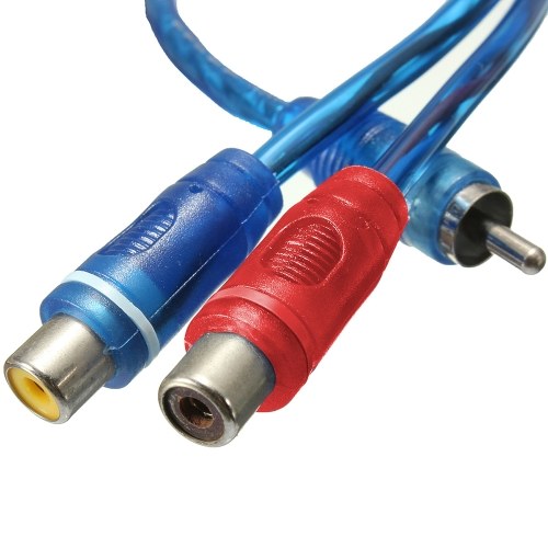 Conector del cable del cable del adaptador del audio Y estéreo del divisor de RCA 1 del varón a 2 del coche