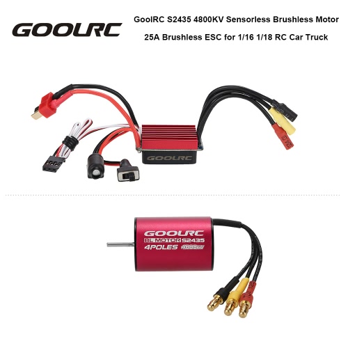 Original GoolRC S2435 4800KV Sensorless Brushless Motor and 25A Brushless ESC Combo Set for 1/16 1/18 RC Car Truck