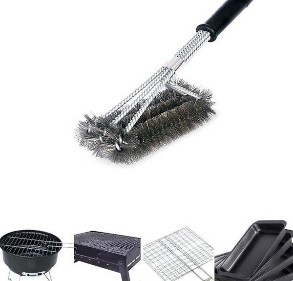 45.5cm bbq grill brushes cleaning brush grilling and barbecue essentia three wire grill brush wire oven grill cleaning brush