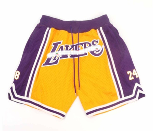 1978-2020 retro los angeleslakerskobebryantmens shorts just don pocket pants 8swingman24 violet gold s-3xl