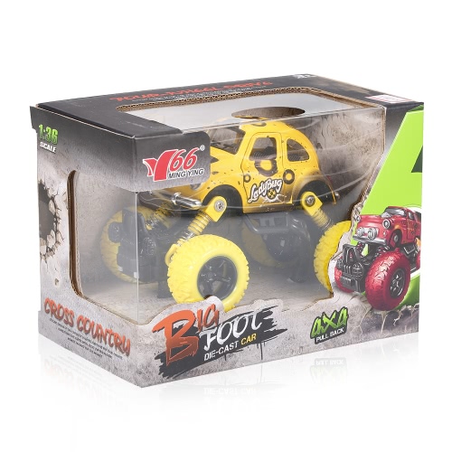 Classic Pull Back Car 1/36 Alloy 4WD Big Wheels Shock Resistant Off Road Climbing Car 2 Doors Open Pull Back Vehicle Toy Truck