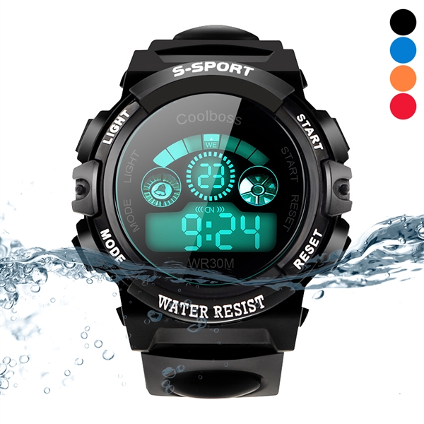 Wasserdichte Kinder Junge Uhren Students Digital LED-Quarz-Alarm Date Sport-Armbanduhr