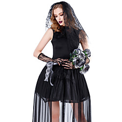 Costume de mariée fantôme robe de sorcière vampire robe de bal de soirée pour femmes adultes gothiques festival d'halloween/vacances en tulle petite robe noire costumes de carnaval faciles Lightinthebox