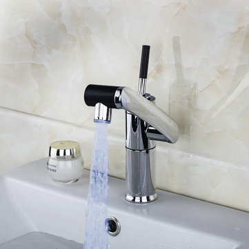 360 Degrees Rotation Spray Deck Mounted Chrome Bathroom Basin Mixer Tap Waterfall Faucet