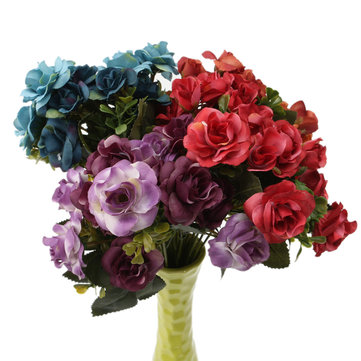 4 Colors Artificial Rose Bouquet Simulated Flowers Leaf Home Wedding Garden Decor