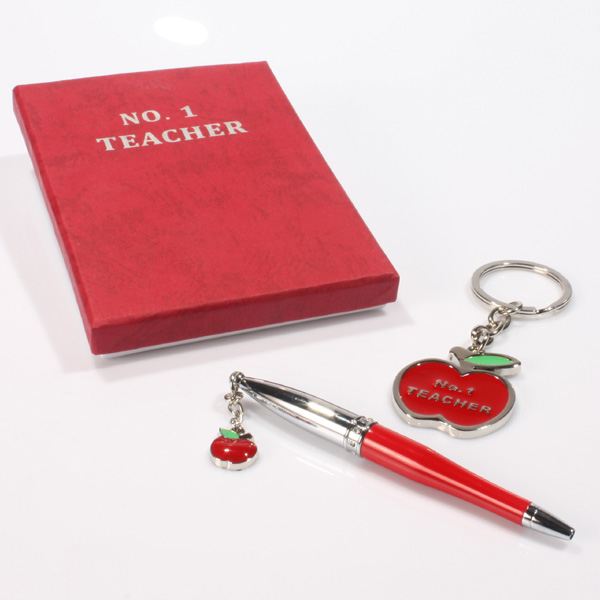 Personalised No.1 Teacher Pen and Keyring Gift Set