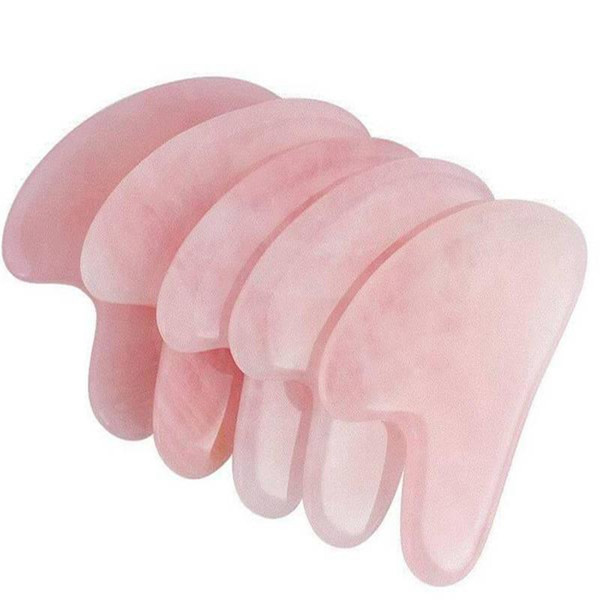 Natural Rose Quartz Gua Sha Board Pink Jade Stone Body Facial Eye Scraping Plate Acupuncture Massage Relaxation Health Care F401