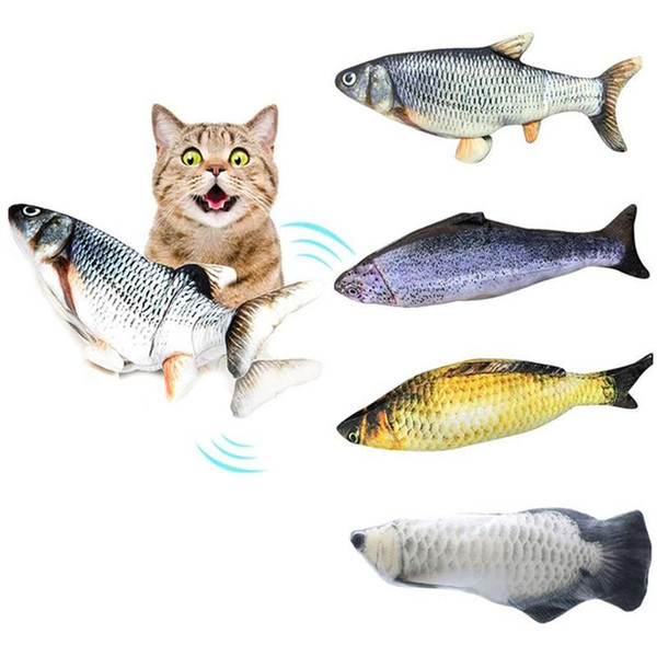 30cm Moving Fish Electric Toy For Cat USB Charger Interactive Cat Chew Bite Toys Catnip Supplies Kitten Fish Flop Toy