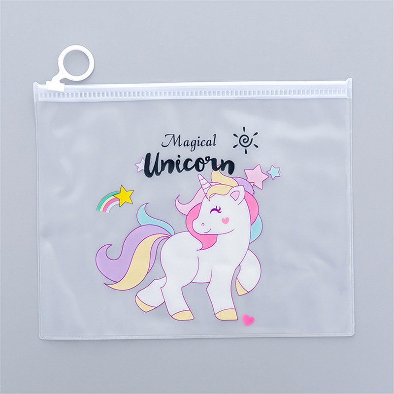 Pink Unicorn Ring Zipper Bag Transparent Pen Bag