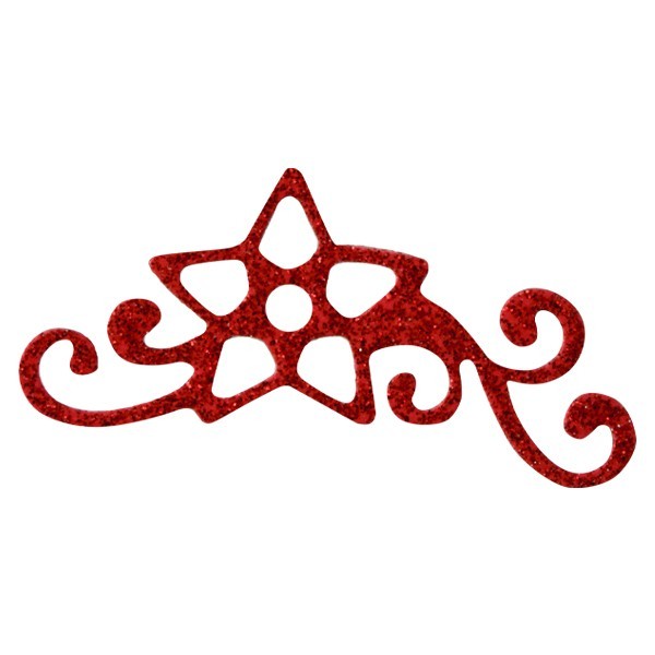 Glitzer-Ornamente, 25er Set, 3,5x6,5cm, Stern 1, rot