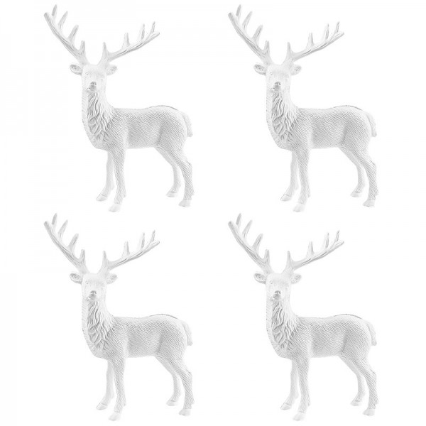 Winter-Deko, Rohling, Hirsch, 14cm x 11cm, weiß, 4 Stück