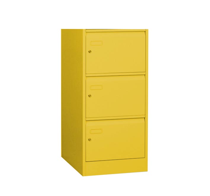 Sunshine Yellow Filing Cabinet with 3 Individual Locking Drawers