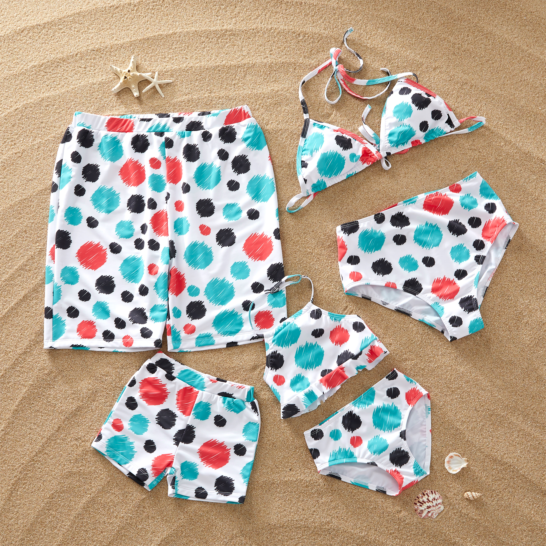 Colorful Point Printed Matching Swimsuit