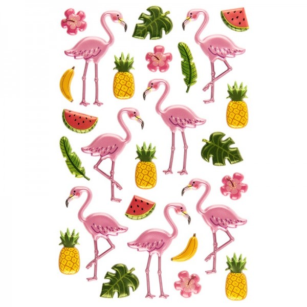 Relief-Sticker, Flamingos, 15cm x 10cm, 27 Sticker