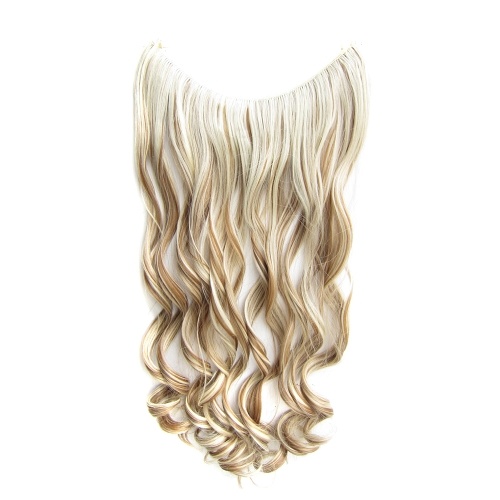 Extensiones de cabello de una pieza sin clip, largo y rizado