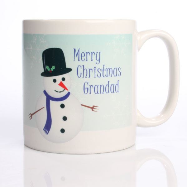Christmas Snowman Personalised Mug Blue