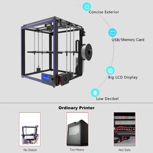 Tronxy X5S DIY 3D Printer Kits Dual Z Axis Large Print Size 330 * 330 * 400mm with LCD12864 Screen Metal Frame High Precision
