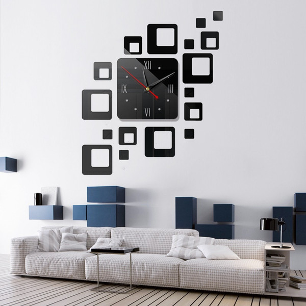 New Real Quartz Living Room Modern Wall Clock Clocks Horloge Watch Diy 3d Acrylic Mirror Stickers Home Decora