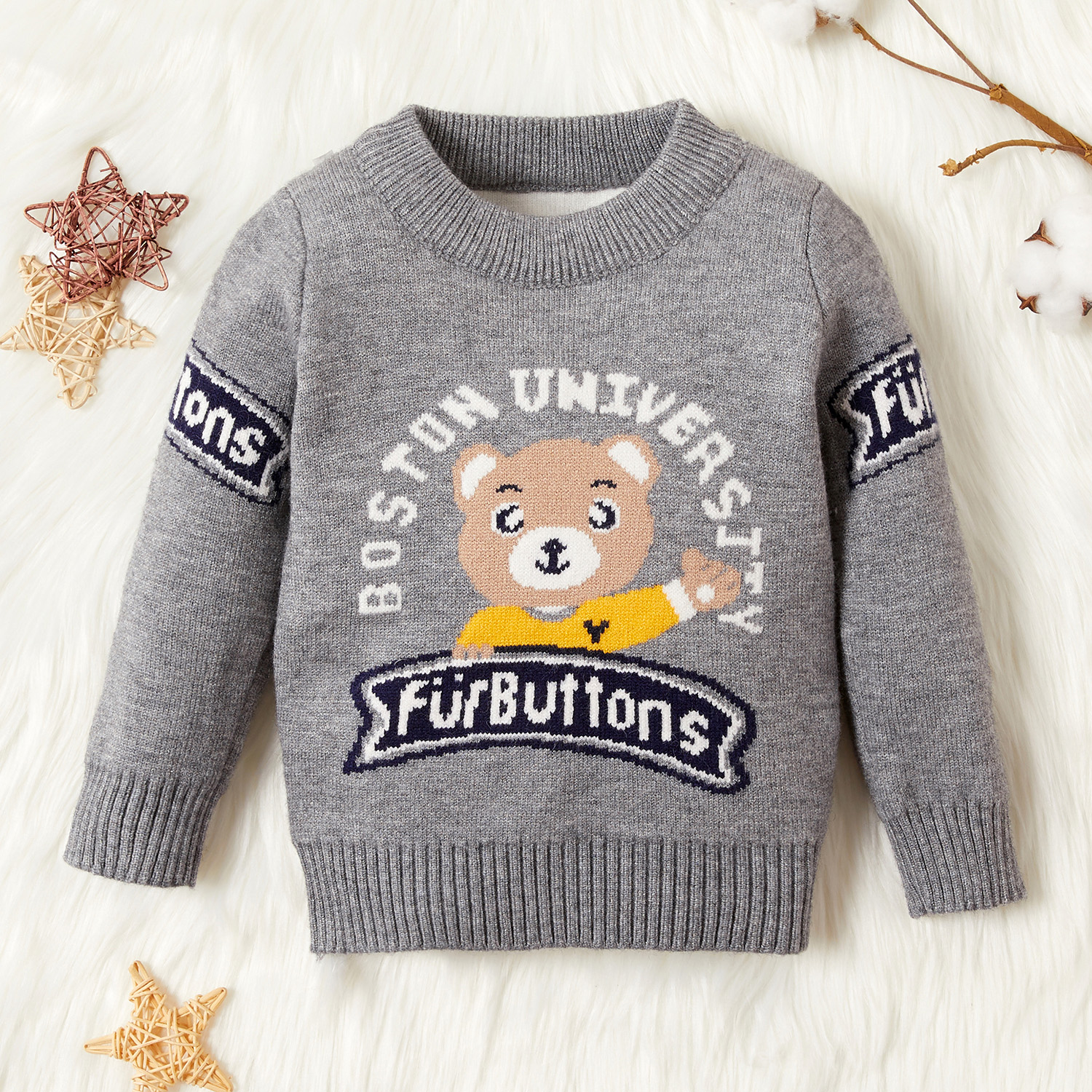 Baby / Toddler Boy Adorable Bear Print Warm Knitwear