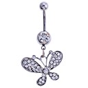 Lureme 316L Surgical Titanium Steel Full Crystals Butterfly Pendant Body Jewelry