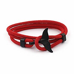 hellonita unisex adjustable milan cord rope whale tail wrap bracelet for men and women (red) Lightinthebox