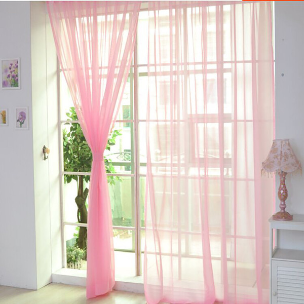 Window Blinds 1 Pcs Pure Color Tulle Door Window Curtain Drape Panel Sheer Scarf Valances Persianas Enrollables Para Ventana