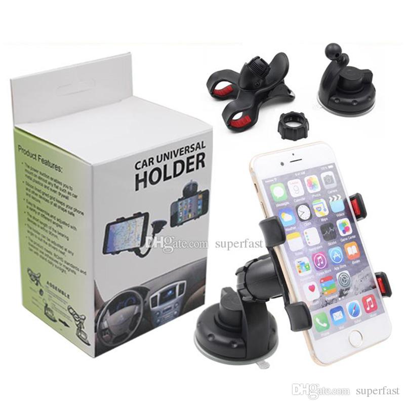 For Iphone 6 Universal Car Holder 360 degree rotation car Holder Cupule Black For Smart Phone PDS GPS PSP Camera Recoder With Retail Box