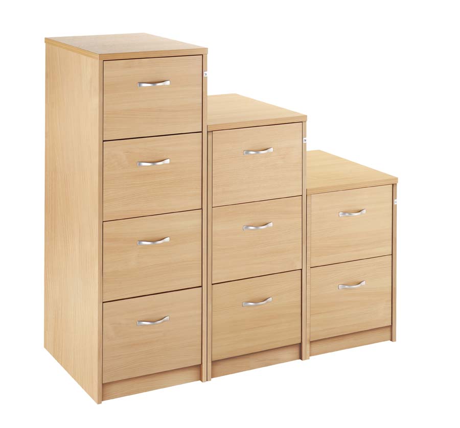 Executive Wooden Filing Cabinet 3 Drawer Beech