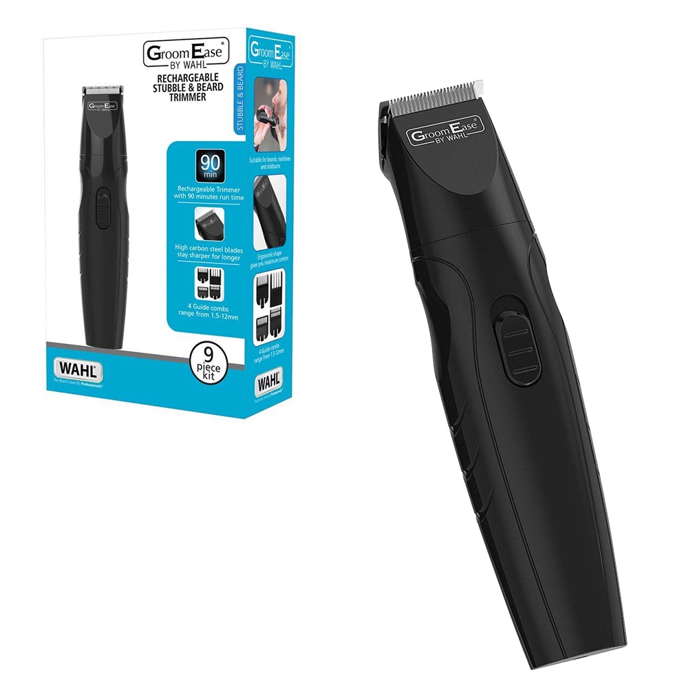 Wahl 9685-517 GroomEase Rechargeable Stubble & Beard Trimmer - 9 Piece Kit