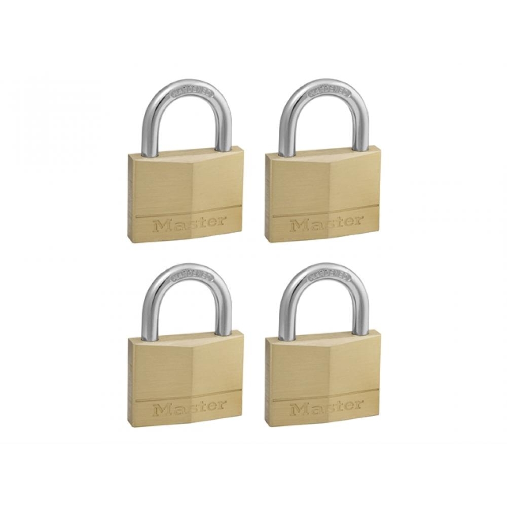 Masterlock Solid Brass 50mm Padlock 5 Pin - Keyed Alike x 4