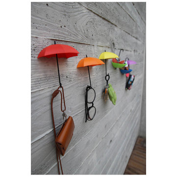 3Pcs Creative Umbrella Shape Home Decoration Hook Paste Storage Pothook Novelty Wall Decor