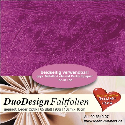 DuoDesign Faltfolien, Leder-Optik, 10 x 10 cm, 65 Blatt, magenta