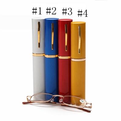 Unisex Reading Presbyopic Glasses With Random Color Metal Tube Case Glass Men Women Eyewear Portable Comfortable EEA1041-11