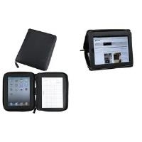 ALASSIO Reissverschluss Tablet PC Fach mit Aufsteller Block Stiftschlaufe A5 Einschubfach schwarz Nappaleder ca. 21,5x 5,5x3,5cm (41101)