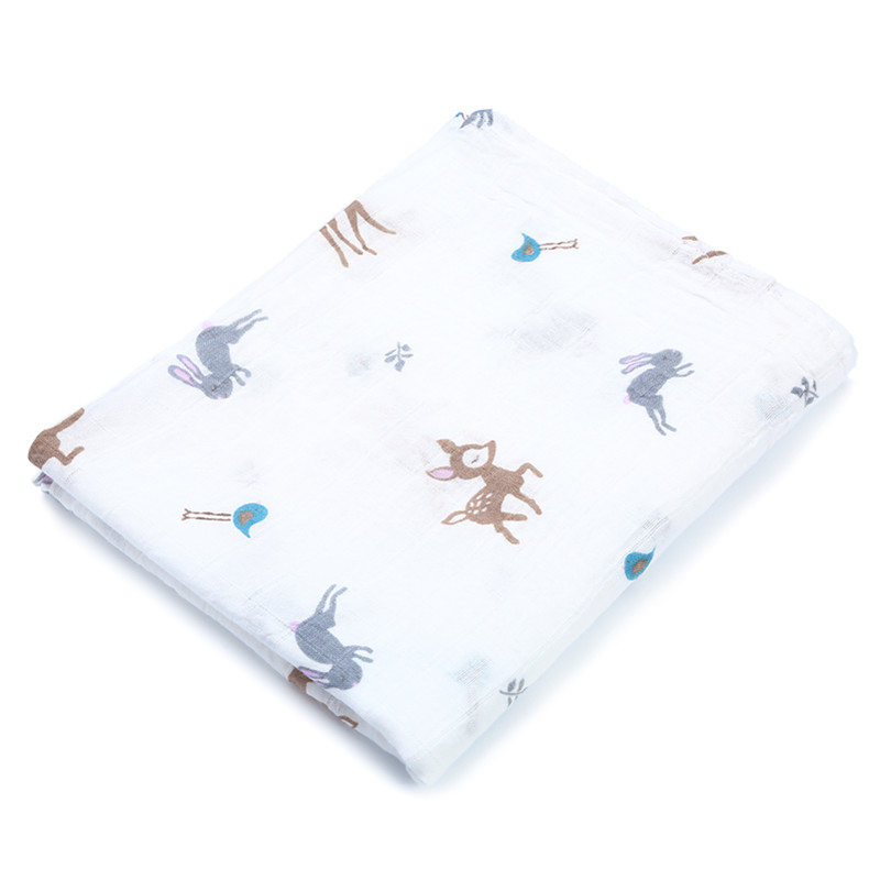 Soft Animal Print Muslin Cotton Baby Swaddle Blanket