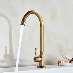 Retro Style Single Handle Kitchen Faucet Golden Electroplated Standard Spout Brass Kitchen Faucet Contain with Cold Water Only Lightinthebox
