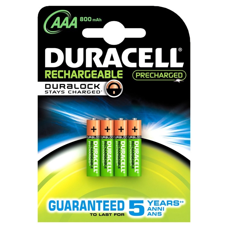 Duracell StayCharged 800mAh AAA Rechargeable Batteries - 4 Pack