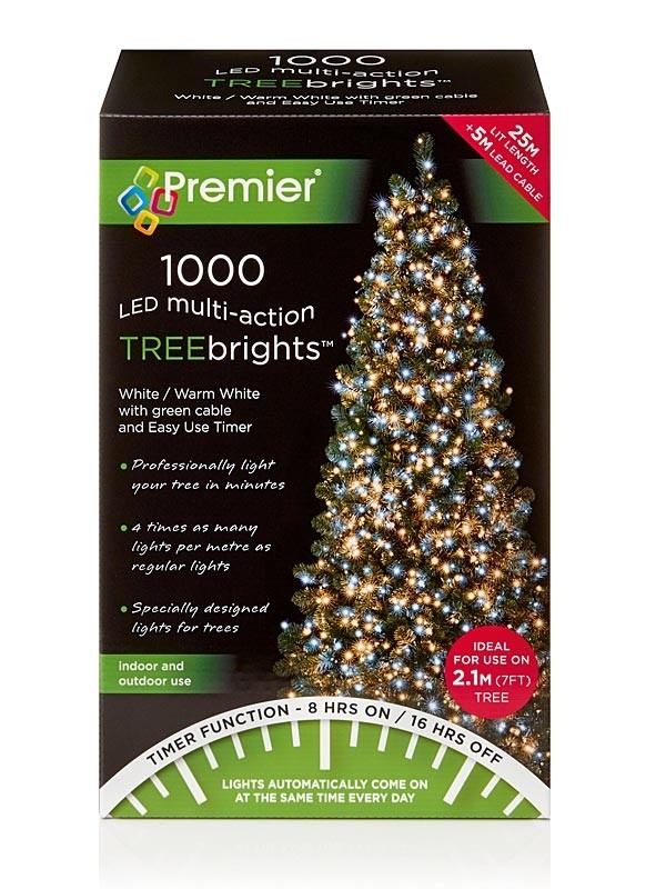 Premier 1000 Multi Action LED TreeBrights Timr White/Warm White Mix