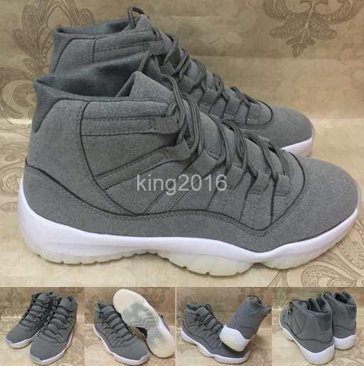 2017 new 11 xi prm grey suede men basketball shoes 11s cool grey athletics trainers sneakers for sale size 8-13