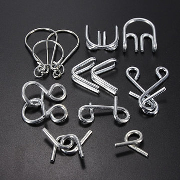 7 Sets IQ Test Toys Mind Game Brain Teaser Metal Wire Puzzles  Intelligence Toys