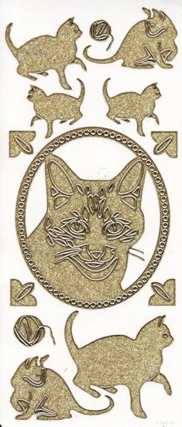 Microglitter-Sticker, Katze, gold