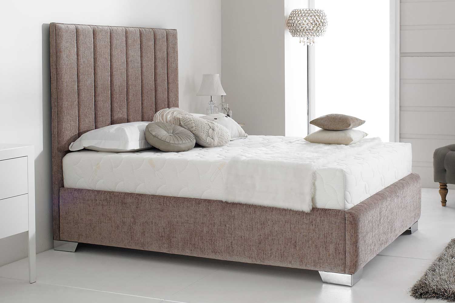Joseph Coral Fabric Bed Frame - King Size