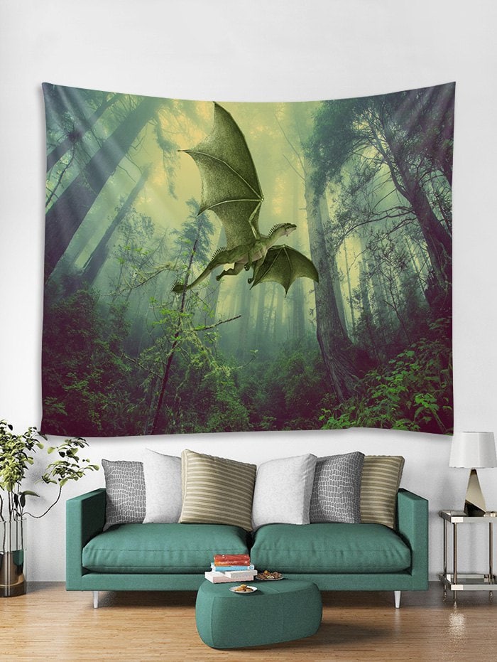 Forest Flying Dinosaur Print Wall Tapestry