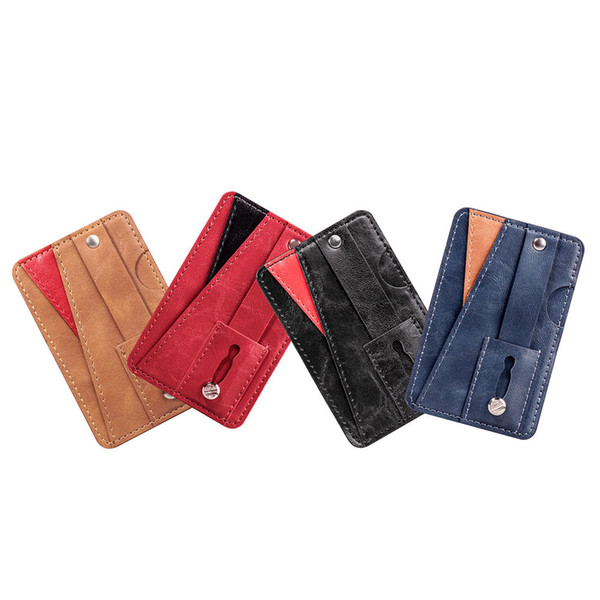 Universal Back Phone Card Slot 3M Sticker Leather Stick On Cash ID Credit For iPhone 11 XR XS MAX Note 10 Gripper Storing Strap Grip Finger