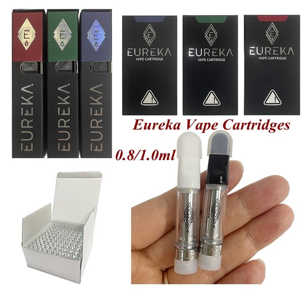 EUREKA Cartridges 0.8ml 1ml Ceramic Vape Cartridge Packaging Dab Pen Wax Vaporizer E Cigarette Empty Oil Carts 510 Thread Atomizers