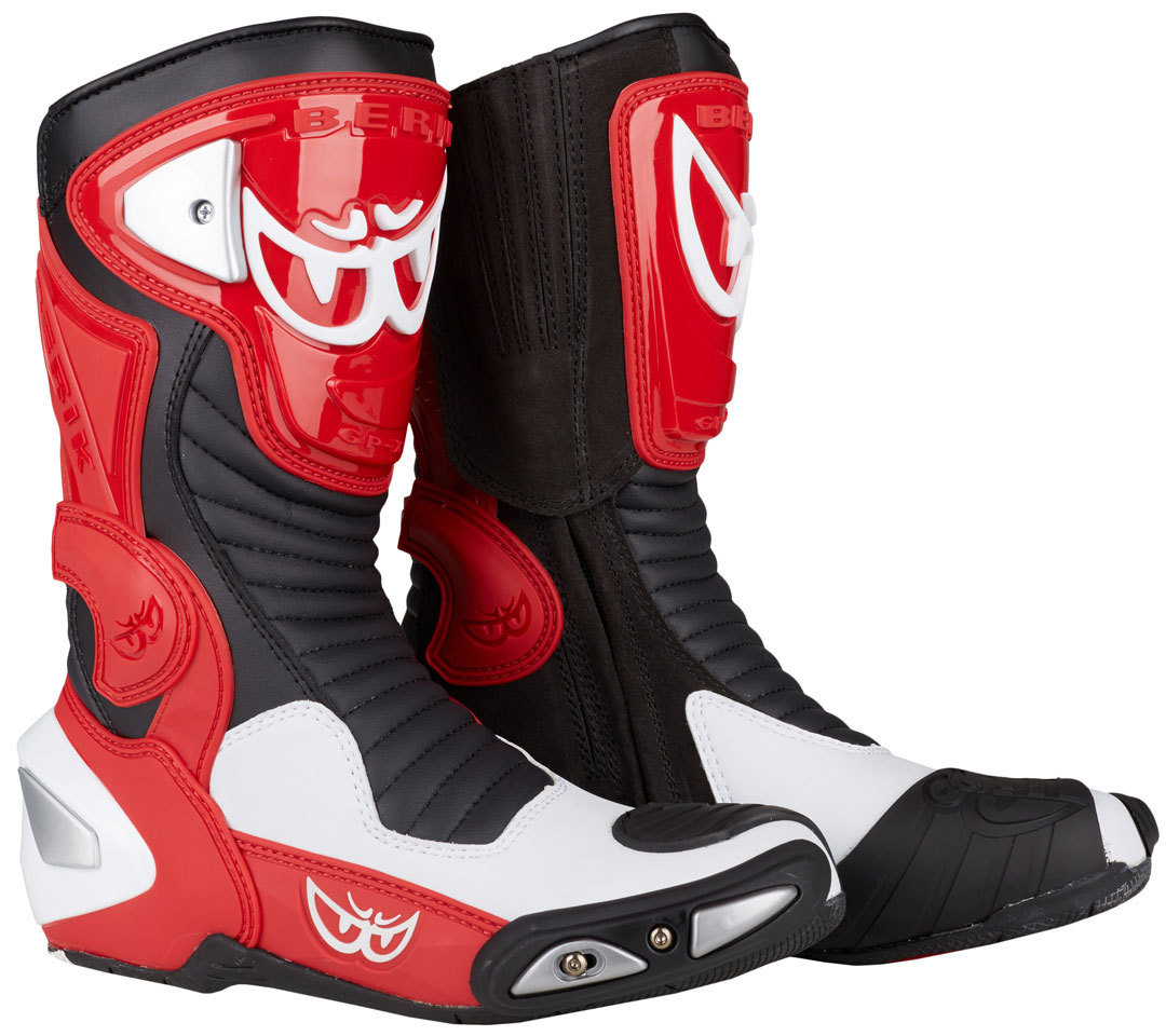 Berik Race-X Racing Motorcycle Boots, black-white-red, Size 48, black-white-red, Size 48