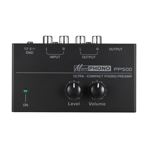 Preamplificador Phono Preamp ultracompacto con controles de nivel y volumen Entrada y salida RCA Interfaces de salida TRS de 1/4 